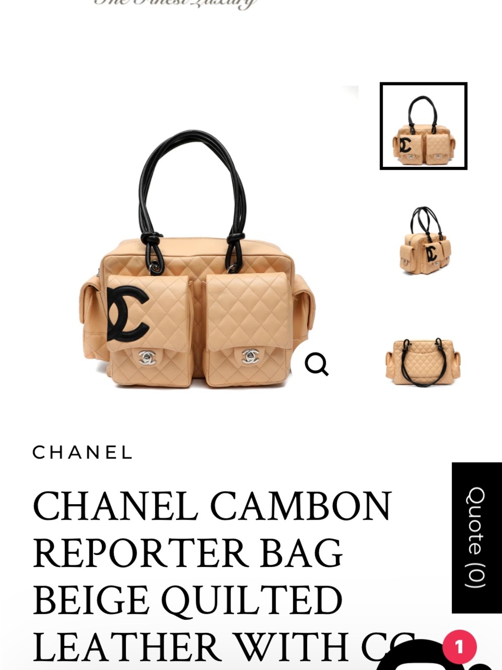 CHANEL CANBON REPORTER BAG LARGE BEIGE & BLK QUILTED - Picture 4 of 16